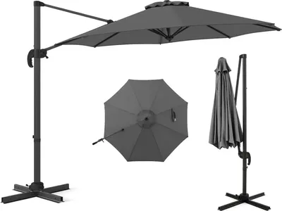 Produktbild von Ampelschirm - Gartenschirm - Kippbar - Rund - Großer Terrassenschirm - Marktschirm - Grau