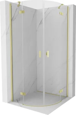 Produktbild von Mexen Mist Rundduschkabine mit Drehtür 100 x 100 cm, transparent, gebürstetes Gold - 8A33-100-100-55-00