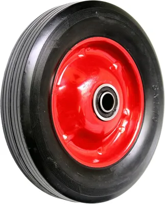 Produktbild von 8" (200 mm) Rotes Vollgummirad für 16 mm Achswelle