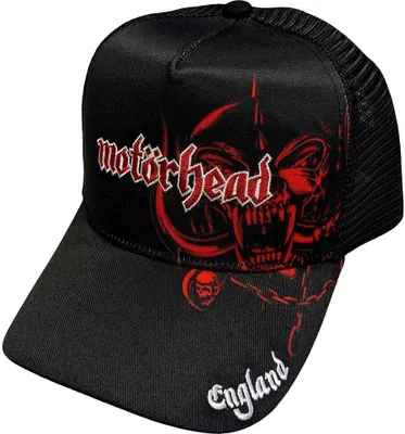 Obrázok produktu pre Motorhead - "England" Baseball Cap Mesh Back pre mužov/ženy Uni RO10127 (One Size) (Black/Red/White)