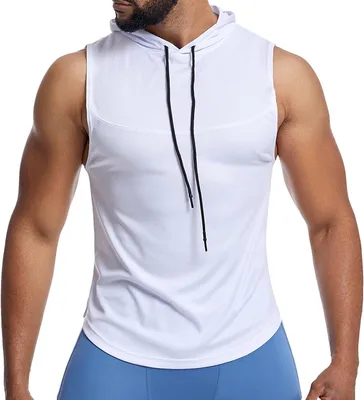 Produktbild von Herren-Tanktop mit Kapuze, ärmelloses Muskelshirt für Workout, Sport und Fitness