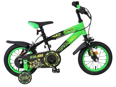 Produktbild von Volare Strike Kinderfahrrad - Jungen - 12 Zoll - Schwarz/Grün - Zwei Handbremsen