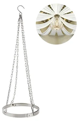 Deckenvorhang-Set, runder Edelstahlring 30 cm, 47 cm Kette, 6 Paneele
