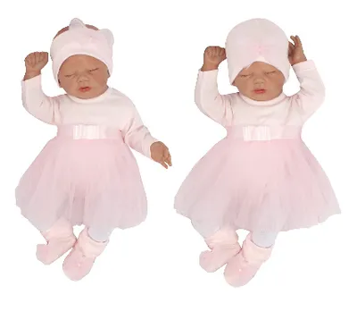 Productafbeelding van Z&Z set van 5 delen: rokje-body, leggings, muts, hoofdband, schoentjes - roze, maat 62
