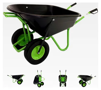 Produktbild von 2-Rad Schubkarre 160 L 220 kg Gartenschubkarre mit Vollgummireifen und Metallfelge in grün
