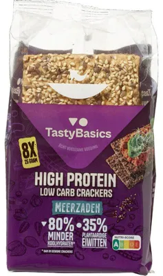 Produktbild von TastyBasics Low Carb High Protein Mehrsamen Cracker 200g – Knuspriger Mehrkorn-Snack