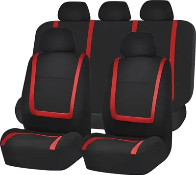 Produktbild von Universelle Autositzbezüge - Schwarz/Rot - Sitzbezug für das Auto - Komplettset - Sitzbezug-Set