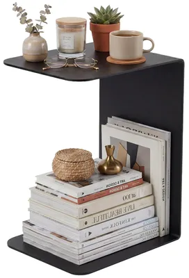 Image de Table d'appoint Selby – Table en métal en forme de C | Couleur : noir | Dimensions : 28 x 38 x 60 cm