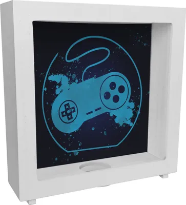 Produktbild von Rahmen Spardose aus Holz mit Retrocontroller in Blau für Videospieler