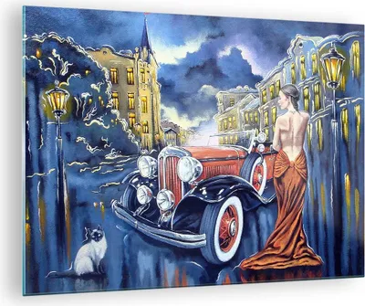 Produktbild von Bilder auf glas - frau retro stil - 70x50cm - Glasbilder - Wandbilder - Kunstdruck - zum Aufhängen bereit - Wanddekoration aus Glas - Glas Bilder - Wandbild auf Glas - Einteilig - GAA70x50-3450
