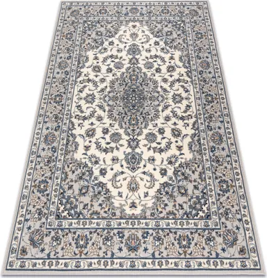 Produktbild von Teppich Wolle NAIN Rahmen Ornament 7335/51935 beige / dunkelblau Blau 80x150 cm