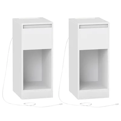 Produktbild von VASAGLE, Schmaler Nachttisch, Beistelltisch mit LED-Beleuchtung, Touch-Steuerung, 1/2 Set