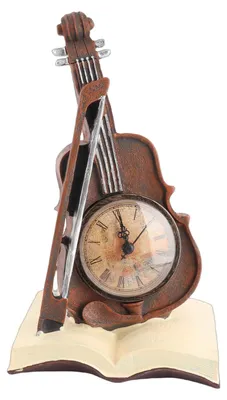 Violin-Uhr Skulptur aus Harz, Vintage, Tischdeko