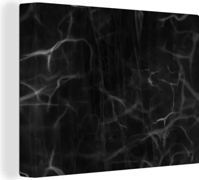 Produktbild von MuchoWow® - Leinwandbilder - Marmor - Muster - Schwarz, Wandbild, Wanddeko Bilder Wohnzimmer, 120x90 cm