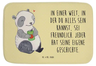Produktbild von Mr. & Mrs. Panda Badläufer Panda Depression - Gelb Pastell - Geschenk, Stimmungstief, fußmatte bad, Badezimmerteppich, Depressiv, Badteppich, Badematte, Antriebslosigkeit