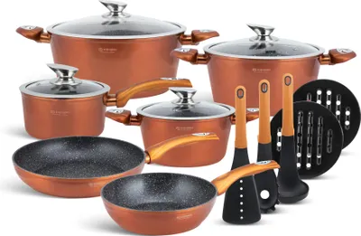 Produktbild von EDENBERG Copper Line -15-delige Luxe Pannenset van Gesmeed Aluminium