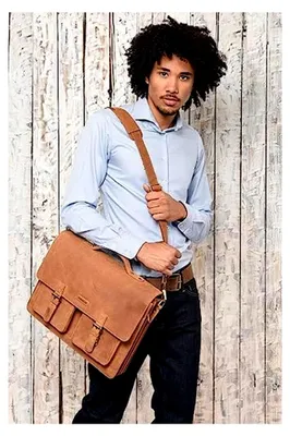 Produktbild von Leder Aktentasche für Herren und Damen | Echtleder Laptoptasche bis 15 Zoll | Umhängetasche mit Schultergurt | Schultertasche | Messenger Bag | Arbeitstasche | Lehrertasche