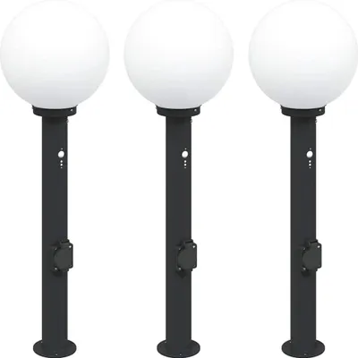 Obrázek produktu pro Světelné sloupky se senzorem/zásuvkou 3 ks 80 cm černé IP44