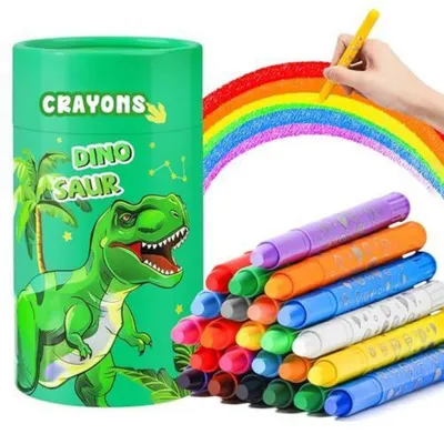 Immagine prodotto di Pastelli a cera lavabili per bambini piccoli, 24 colori, girevoli, con portapenne, atossici, ideali per la scuola e come regalo