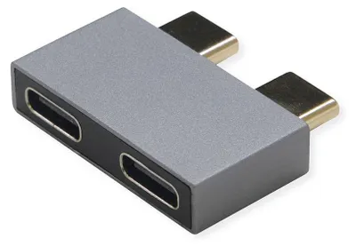 Produktbild von ROLINE USB 3.2 Gen 2 Adapter, 2x USB Typ C - 2x Typ C, ST/BU, silberfarben