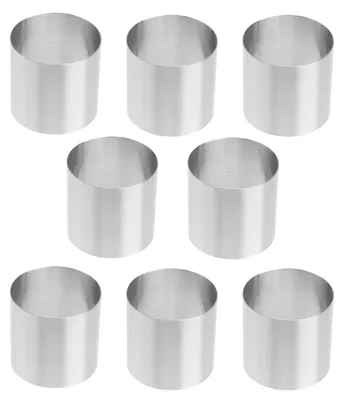 Produktbild von Mini Tortenringe - 8 Stück aus Edelstahl - Zum Backen von Kuchen Keksen Mousse-Torten und Desserts - Ø 5,00 cm