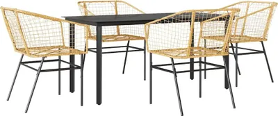 Imagen del producto de Juego de comedor jardín 5 piezas ratán sintético marrón