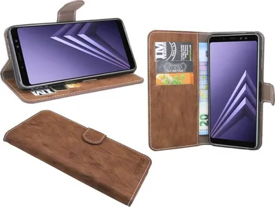 Zdjęcie produktu dla Samsung Galaxy A8 Plus 2018 etui na telefon komórkowy flip case pokrowiec ochronny na smartfona brązowy