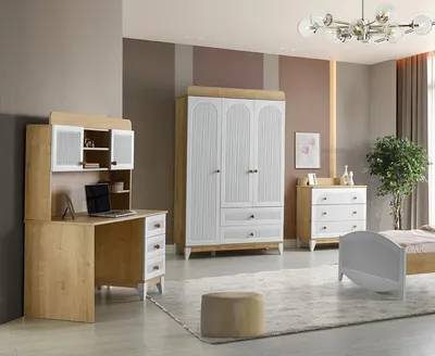Produktbild von Kommode Kleiderschrank Schreibtisch praktisches Set Kinderzimmer Schlafzimmer