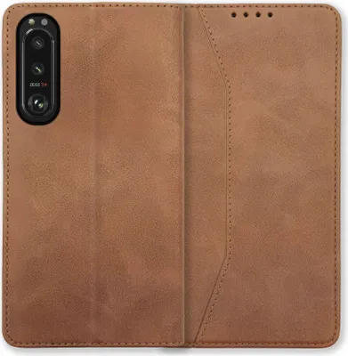 Produktbild von Bookstyle 'Premium' Schutzhülle Klapphülle Schutztasche Etui Cover für Sony Xperia 5 III - Braun