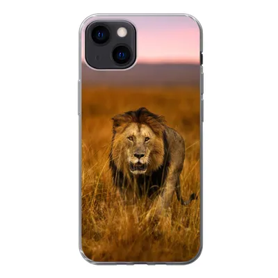Produktbild von MuchoWow® Handyhülle Schutzhülle Hülle für iPhone 13 Löwe - Savanne - Gras Silikon Softcase Handy Hülle - Karteninhaber