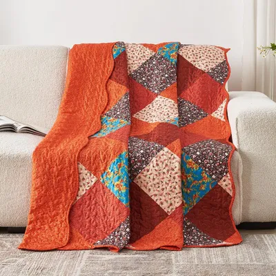 Produktbild von Gestepptes Bettüberwurf - Patchwork - 150 x 200 cm - Mikrofaser - Leicht - Komfortable Schlafzimmerdekoration - Bettbezug