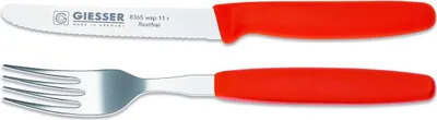 Produktbild von Giesser Messer Besteckset Essgabel + Tomatenmesser 11cm Welle scharf Farbe - rot