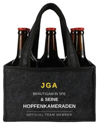 Produktbild von Flaschentasche Bier für JGA 6 Flaschen Filz 24x15x15 cm lustig