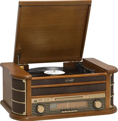 Produktbild von Denver MCR-50 Retro Plattenspieler und CD-Kompaktanlage, 3W, CD, Holz