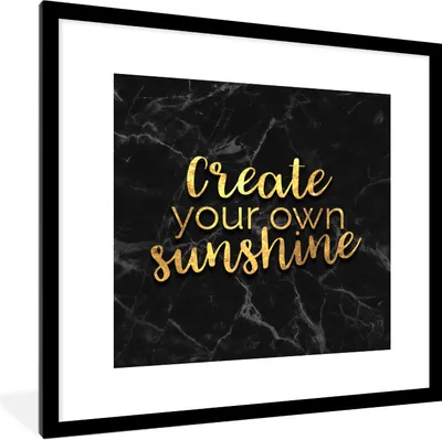 Produktbild von MuchoWow® Gerahmtes Poster Zitate - Sonne - Gold - Marmor 40x40 cm - Poster mit Schwarzem Bilderrahmen Wandposter Rahmen Foto Bilder - Poster - Plakat im Rahmen