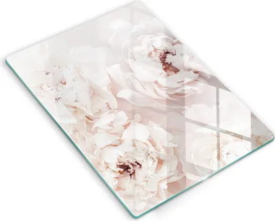 Produktbild von Glasschneideplatte - Herdabdeckplatte - 40x52 cm - Schneidebrett - Spritzschutz - Pastellpeonien