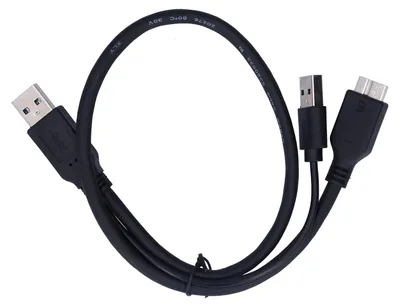 Zdjęcie produktu dla Kabel zasilający USB-A do USB 2.0 Micro B typu męskiego do męskiego do przenośnego dysku twardego, czarny
