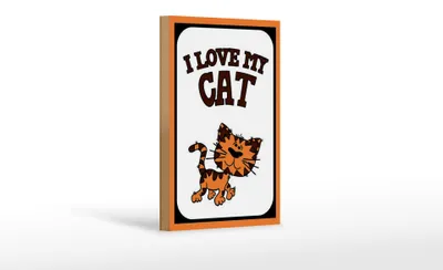 Produktbild von Holzschild Spruch 12x18cm Katze i love my Cat