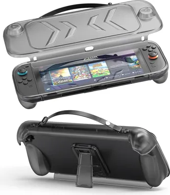 Immagine prodotto di Per Nintendo Switch 2 Protezione completa del corpo TPU Cover Holder Stand Trasparente