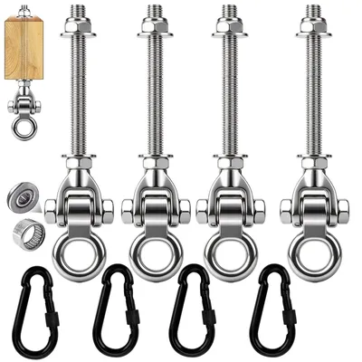 Imagen del producto de Omgoods - 4 ganchos para columpios M10 - Kit de suspensión de acero inoxidable para columpios y sillas colgantes