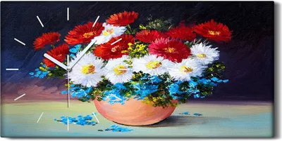 Produktbild von Leinwand Wanduhr Wandkunst Uhr Geräuschlos 60x30 Gemälde Blumen Pflanzen Kunst - weiße Hände
