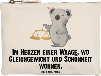 Produktbild von Mr. & Mrs. Panda aufbewahrungstasche Waage Astrologie Grösse XL Große - Weiß - Geschenk, Tierkreiszeichen, Kulturbeutel, Geburtstagsgeschenk, kosmetiktäschchen, Pouch