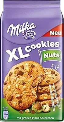 Produktbild von Milka Kekse XL Nuts mit Schokolade und Haselnusstropfen 180g cookies