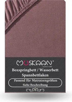 Produktbild von Premium Jersey Spannbettlaken 180x200 cm - 200x220 cm + 40 cm Boxspringbett mit Elasthan braun