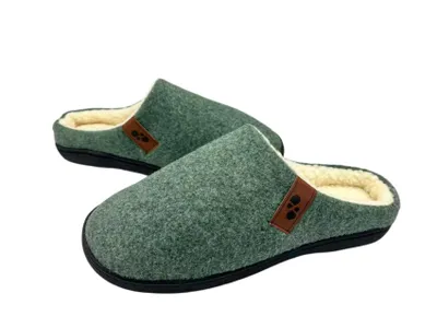 Produktbild von CRELIV Damen Hausschuhe gefüttert, warme Slip-On Pantoffeln für Zuhause, geschlossene Spitze, Grün, EU 40–41