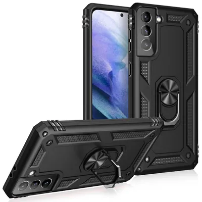 Produktbild von NALIA Ring Hülle für Samsung Galaxy S21, Handy Schutz Tasche Cover Case Bumper Schwarz
