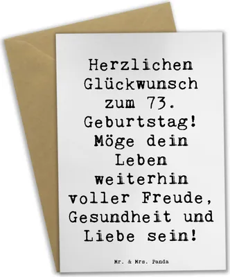 Produktbild von Mr. & Mrs. Panda valentinstagskarte Spruch 73. Geburtstag - Weiß - Geschenk, dankeskarten, hochzeitskarten, einladungskarten, Liebe, Freude, Meilenstein, weihnachtskarten