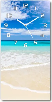 Produktbild von Wanduhr aus Glas – 30x60 cm - Glasbild - Glasuhr - Gehärtetes Glas -Tropischer Strand