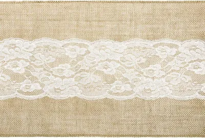 Produktbild von Jute Tischläufer im Weihnachtsdesign 28 x 275 cm mit weißer Spitze - Tischdekoration für das Weihnachtsdinner
