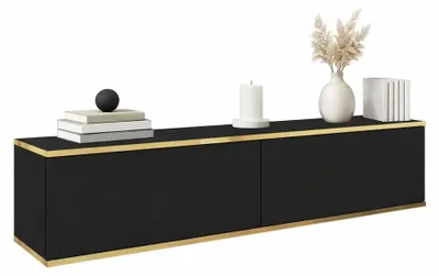 Produktbild von MOBAE AURA 135 TV Lowboard 135 cm Schwarz Fernsehschrank modern TV Möbel Wohnzimmer mit Stauraum minimalistisches Design